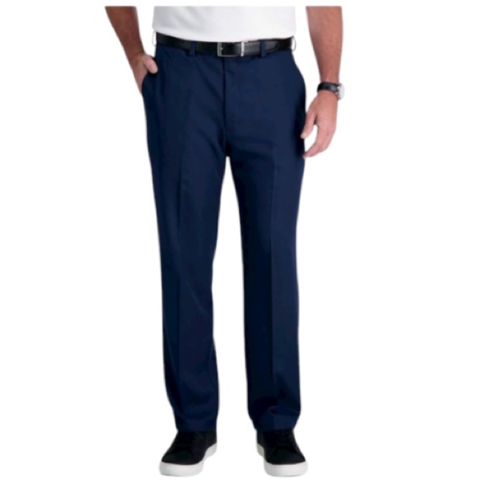 Haggar Cool 18 Pro Big & Tall Pants NWT Blue hidden expandable waist